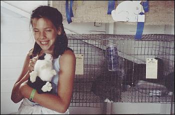 Picture of Samantha with rabbit.